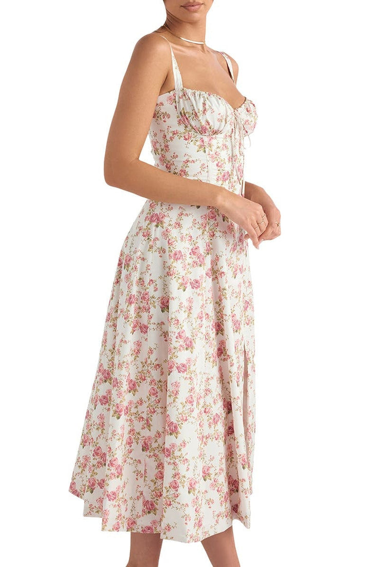 Floral Bustier Midriff Taille Shaper Kleid