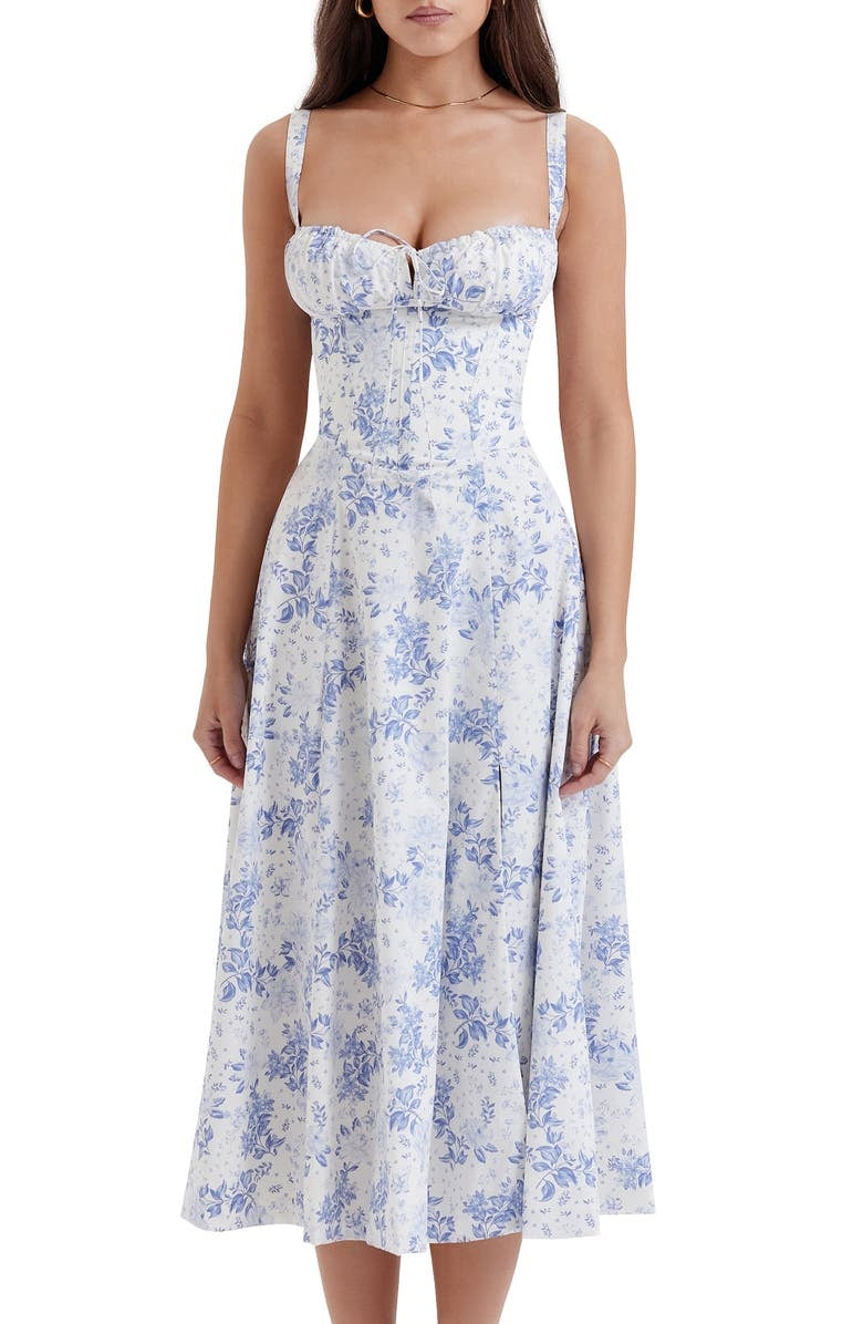 Floral Bustier Midriff Taille Shaper Kleid