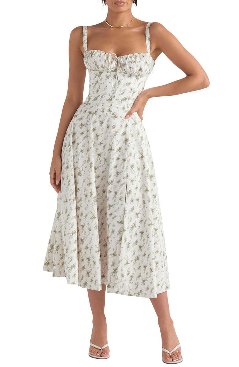 Floral Bustier Midriff Taille Shaper Kleid