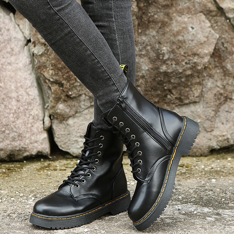 Myley - Frauen Runde Nase Creeper Boots