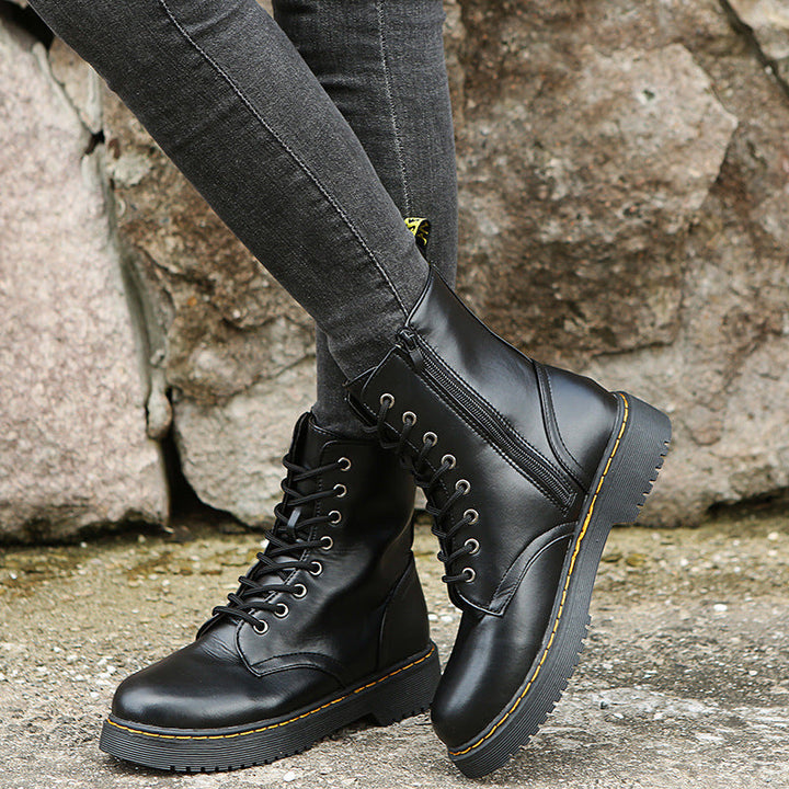 Myley - Frauen Runde Nase Creeper Boots
