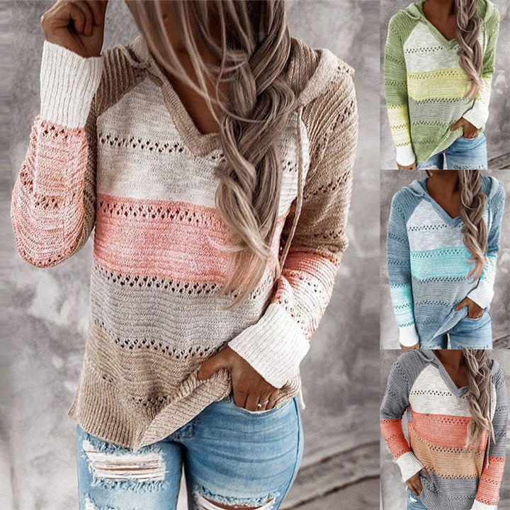 Dottie - Bequemer Patchwork-Pullover mit Kapuze