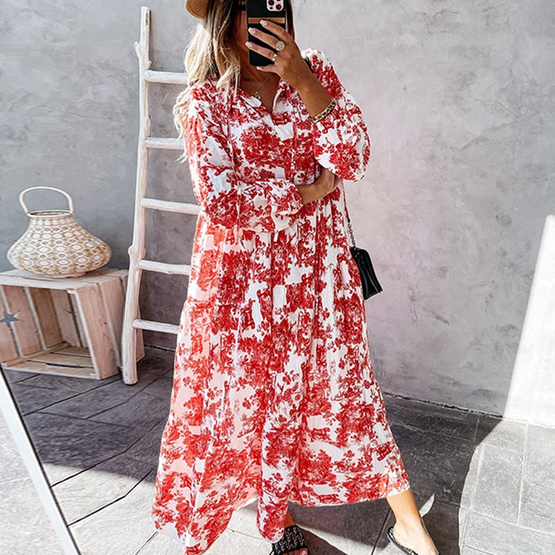 Robe maxi à manches longues