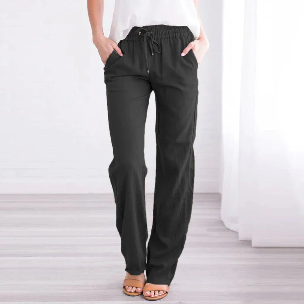 LUCIANA - Pantalon ample à jambes larges avec cordon de serrage
