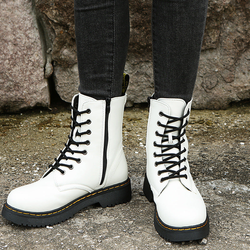 Myley - Frauen Runde Nase Creeper Boots