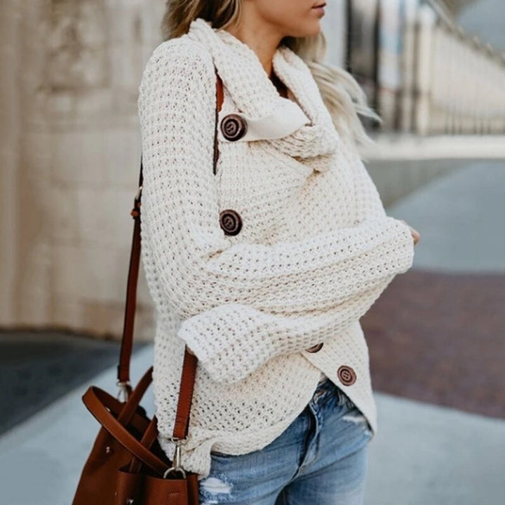 Marybeth - Pull à col roulé asymétrique moderne avec des détails élégants