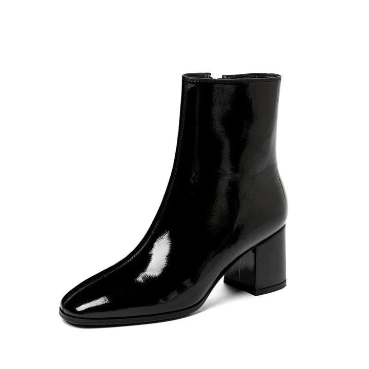 Elegante Glattleder Stiefeletten mit Reißverschluss und Absatz für Damen | Ideal für Herbst/Winter