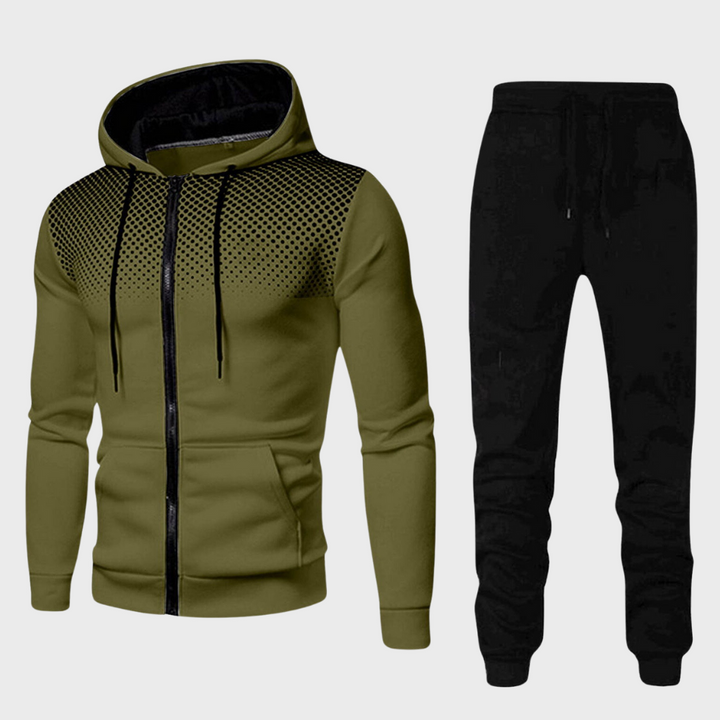 Survêtement homme avec veste à capuche – ensemble de jogging 2 pièces avec fermeture éclair et imprimé