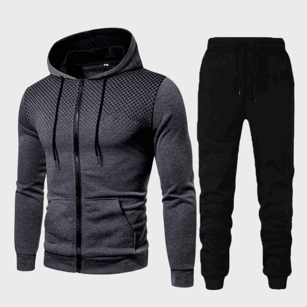 Survêtement homme avec veste à capuche – ensemble de jogging 2 pièces avec fermeture éclair et imprimé