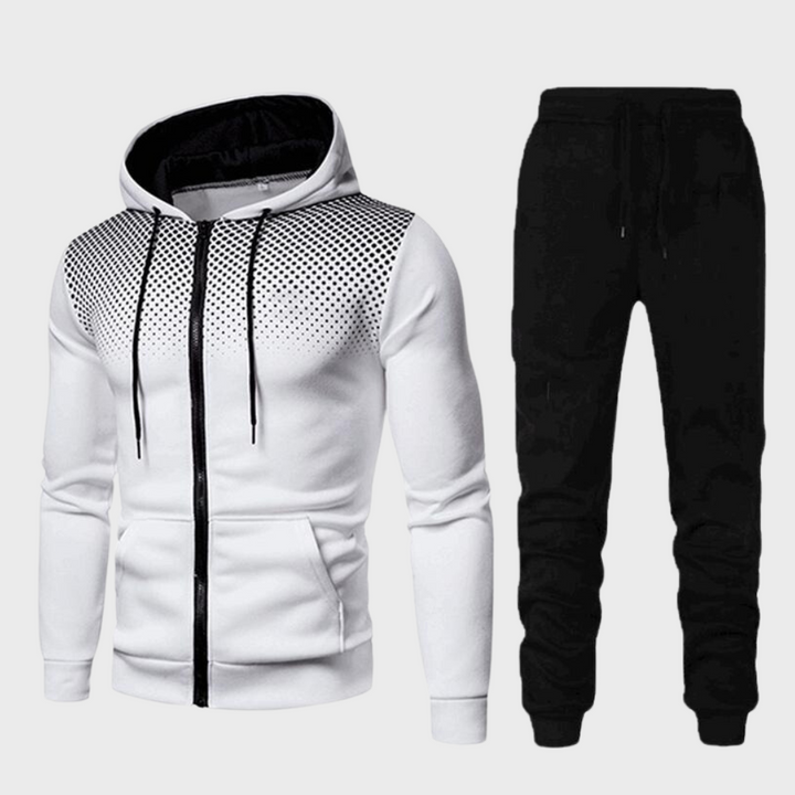 Survêtement homme avec veste à capuche – ensemble de jogging 2 pièces avec fermeture éclair et imprimé