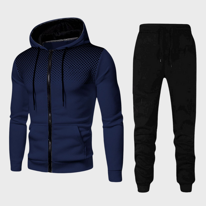 Survêtement homme avec veste à capuche – ensemble de jogging 2 pièces avec fermeture éclair et imprimé
