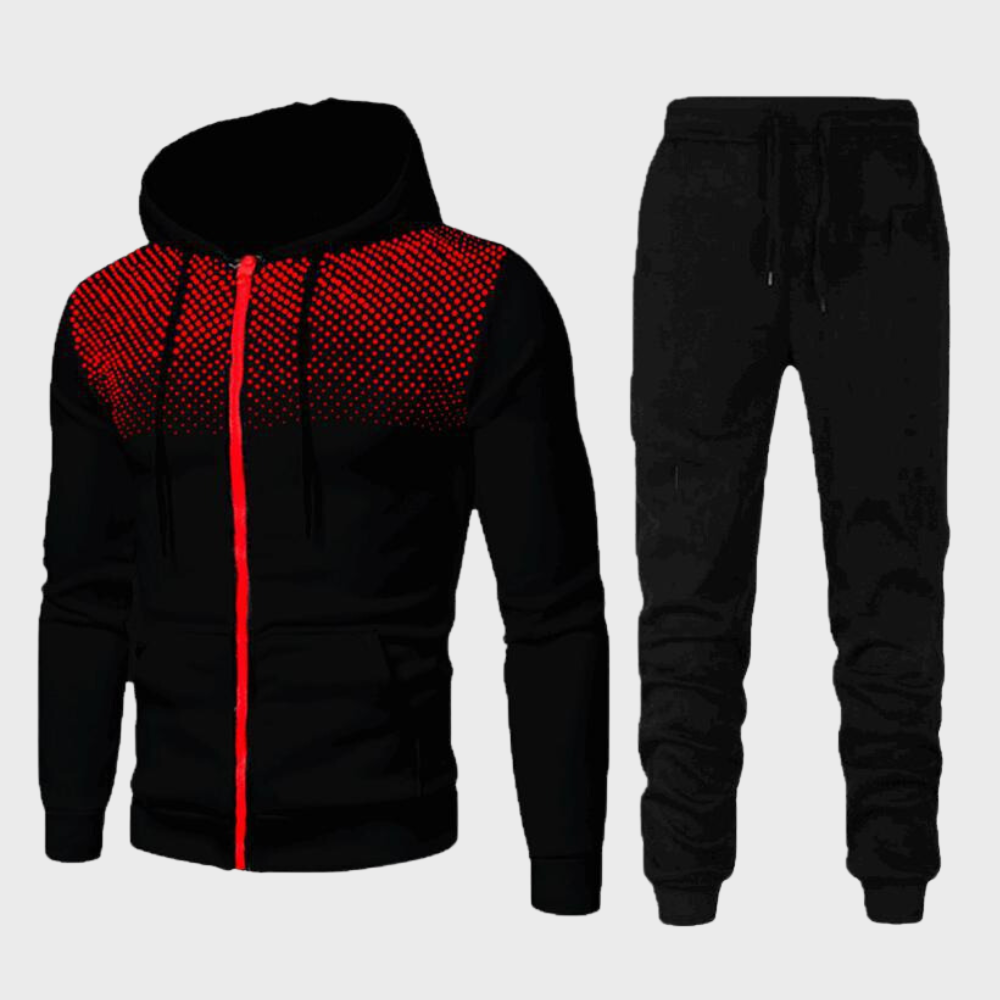 Survêtement homme avec veste à capuche – ensemble de jogging 2 pièces avec fermeture éclair et imprimé