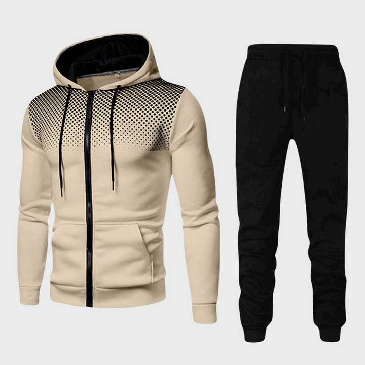 Survêtement homme avec veste à capuche – ensemble de jogging 2 pièces avec fermeture éclair et imprimé