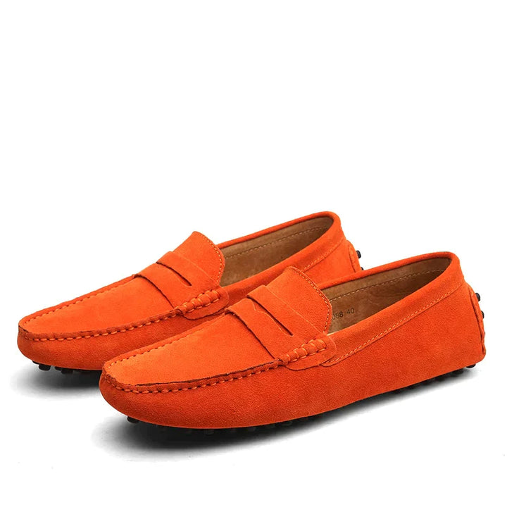 Damen Mokassins aus Wildleder – Bequeme Slipper im klassischen Penny-Loafer Stil mit rutschfester Sohle