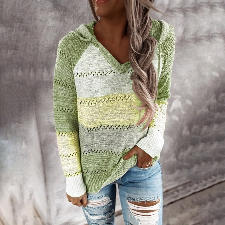 Dottie - Bequemer Patchwork-Pullover mit Kapuze