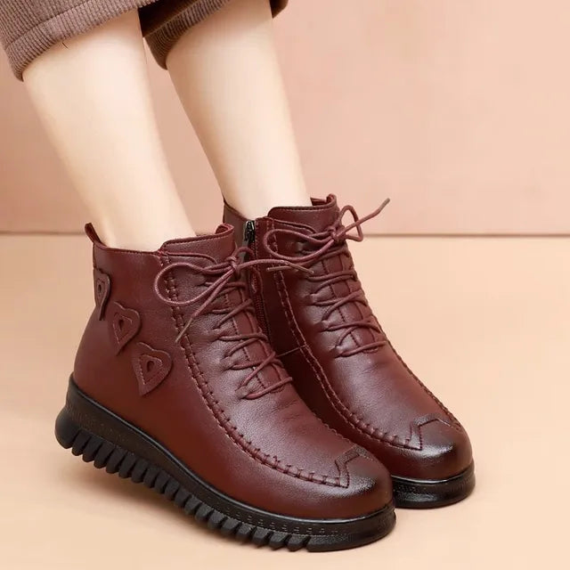 Elegante Flache Vegane Leder-Stiefeletten für Damen | Ideal für Herbst/Winter