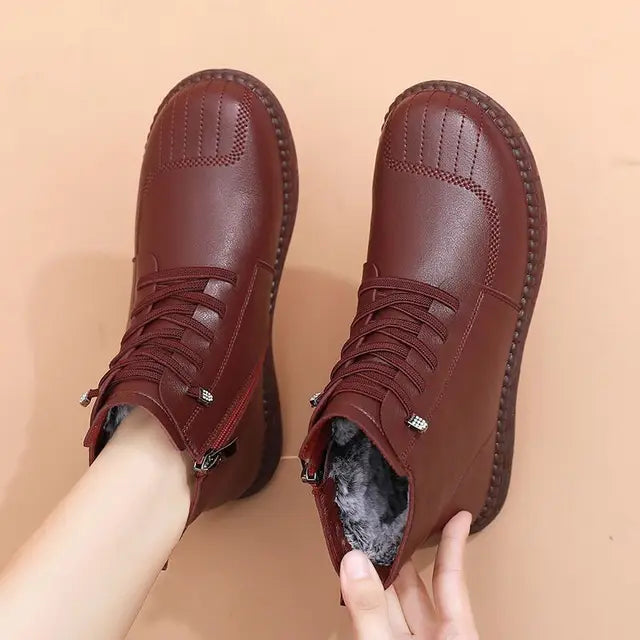 Elegante Flache Vegane Leder-Stiefeletten für Damen | Ideal für Herbst/Winter