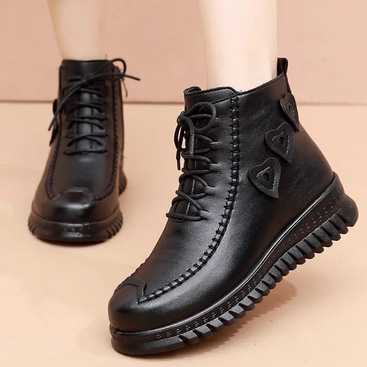 Elegante Flache Vegane Leder-Stiefeletten für Damen | Ideal für Herbst/Winter