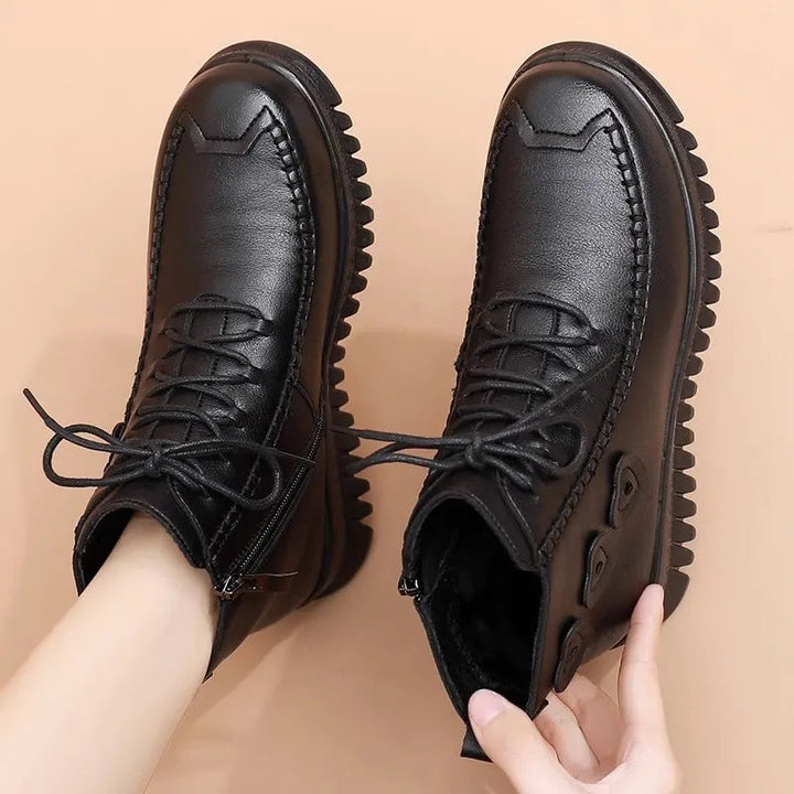 Elegante Flache Vegane Leder-Stiefeletten für Damen | Ideal für Herbst/Winter