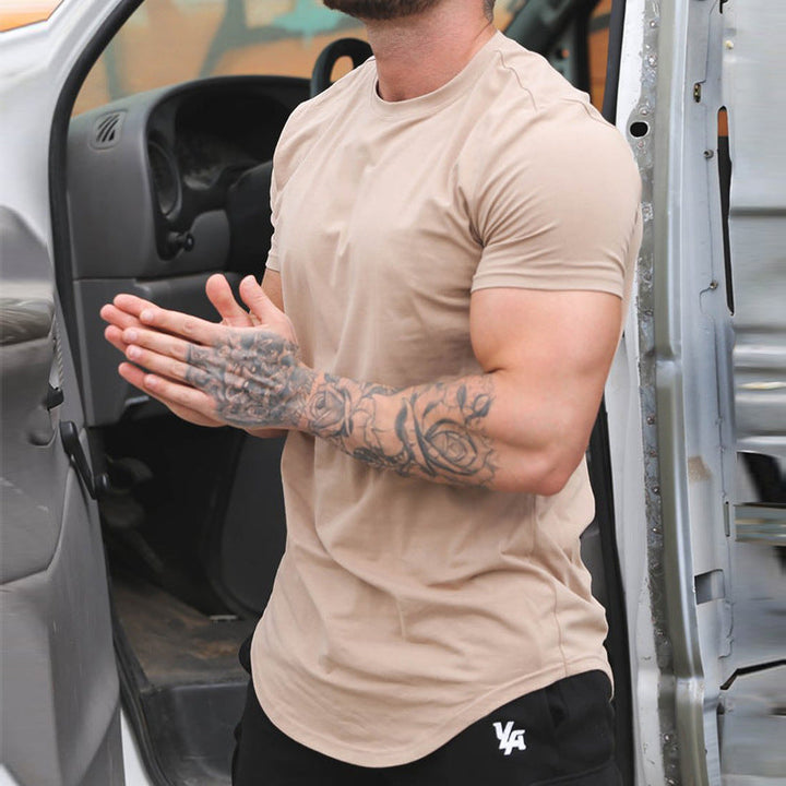 T-shirt homme ajusté avec col rond – T-shirt slim fit pour fitness, loisirs et été