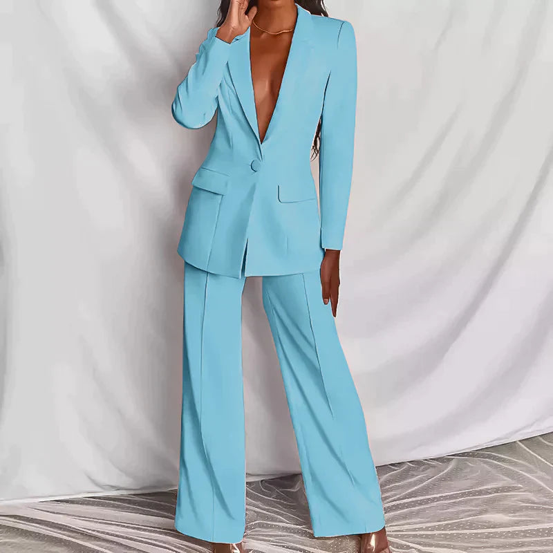 JESIKA - Ensemble élégant composé d'un blazer noble et d'un pantalon élégant