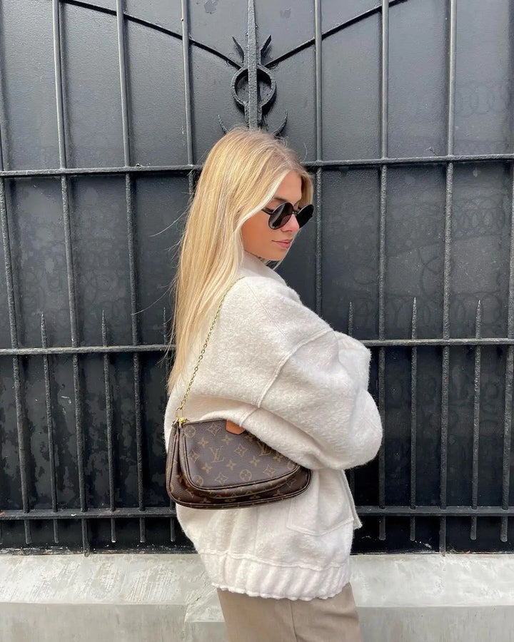 Nelly - Tweedowa kurtka bomberka oversize - bestsellerowa kurtka na jesień