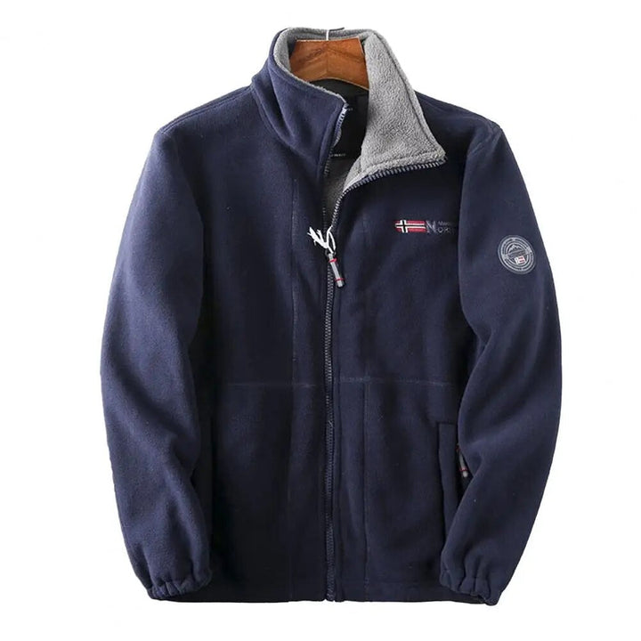 Veste polaire chaude pour homme avec fermeture éclair – Veste d'extérieur style Norvège pour automne et hiver