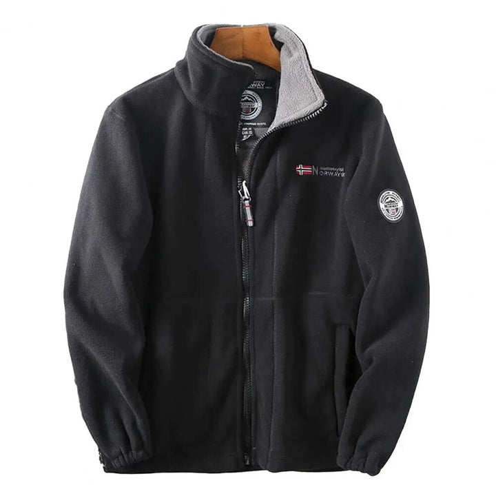 Veste polaire chaude pour homme avec fermeture éclair – Veste d'extérieur style Norvège pour automne et hiver