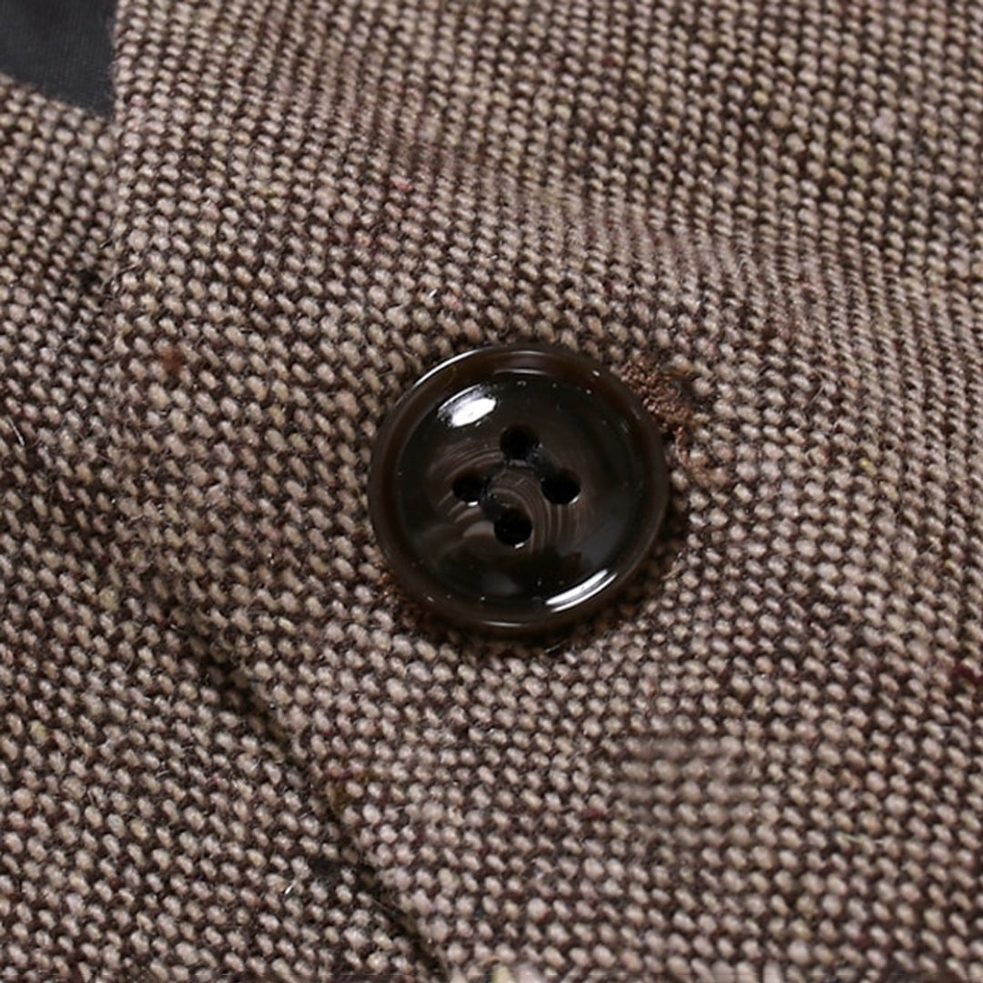 Vintage Herren Weste mit Knöpfen & Echtleder-Hosenträger – Tweed Look für Business, Hochzeit & Retro-Outfits