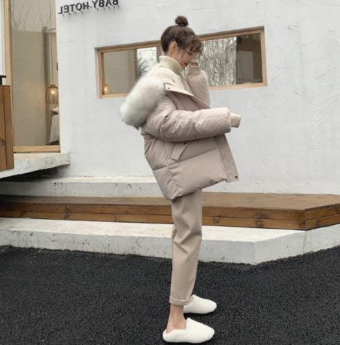 JANINE | Damen Winterjacke mit Kunstfellkapuze