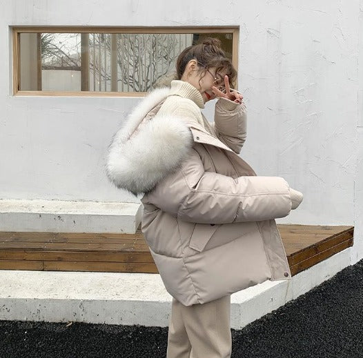 JANINE | Damen Winterjacke mit Kunstfellkapuze