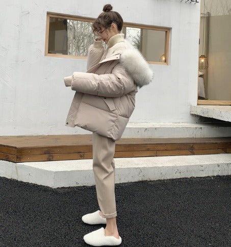 JANINE | Damen Winterjacke mit Kunstfellkapuze
