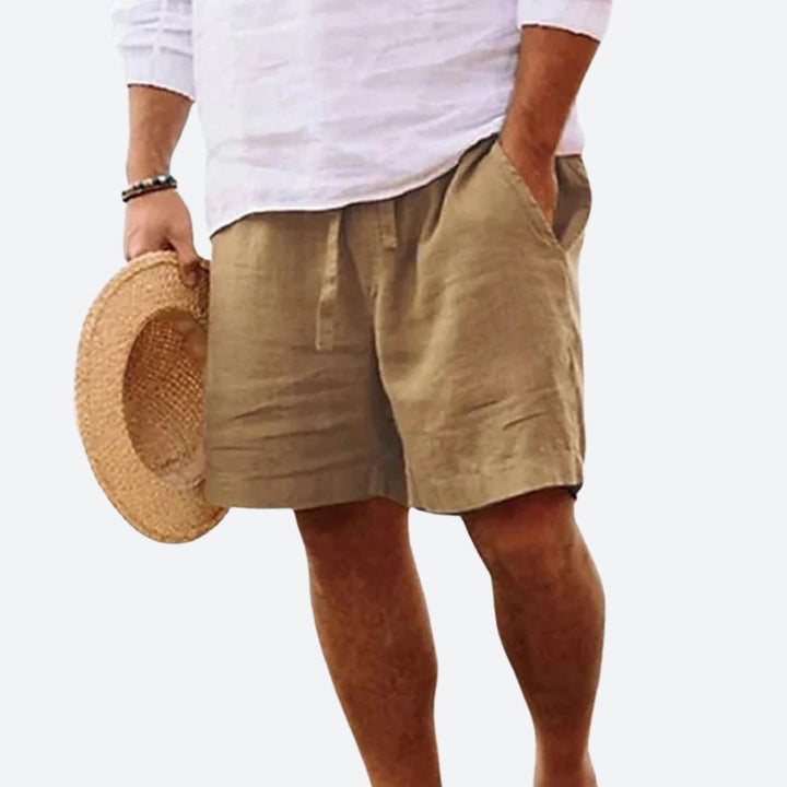 Shorts légers en lin pour hommes – shorts d'été avec cordon de serrage et poches