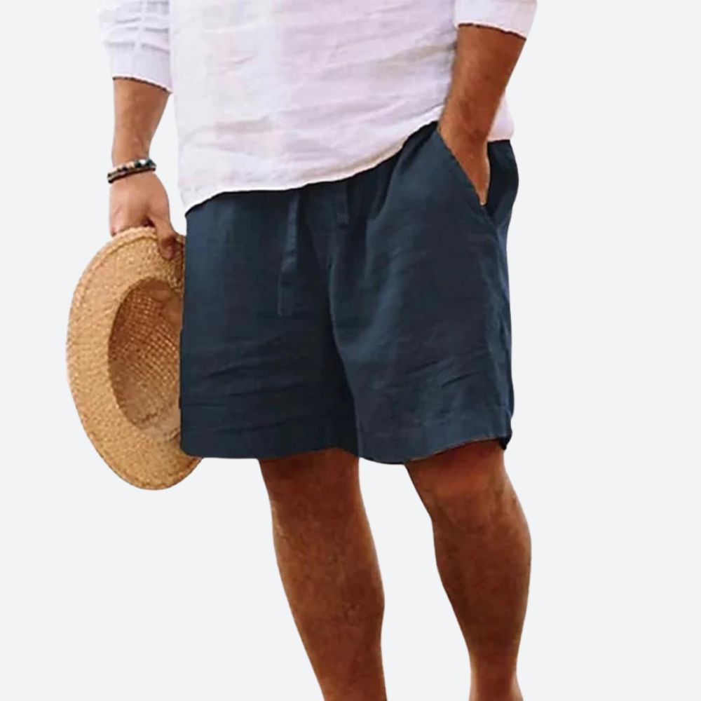 Shorts légers en lin pour hommes – shorts d'été avec cordon de serrage et poches