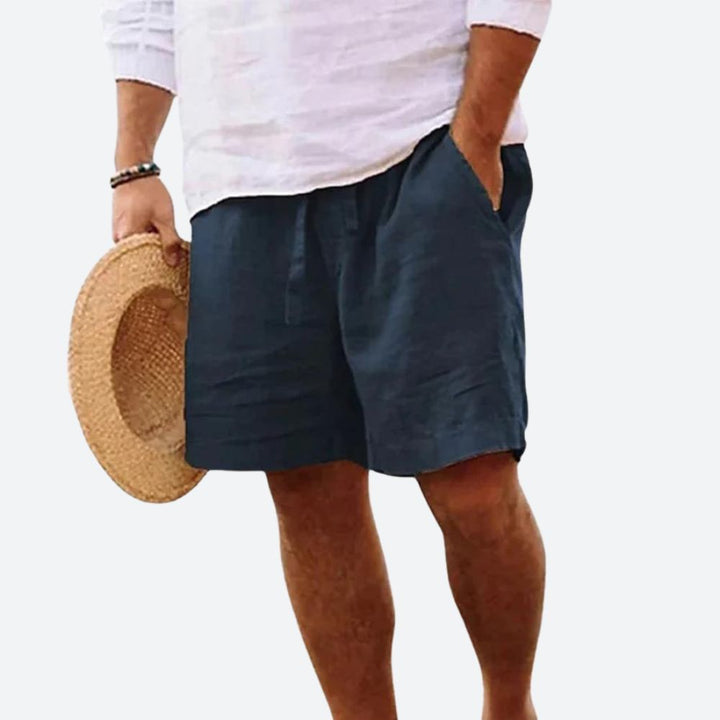Shorts légers en lin pour hommes – shorts d'été avec cordon de serrage et poches