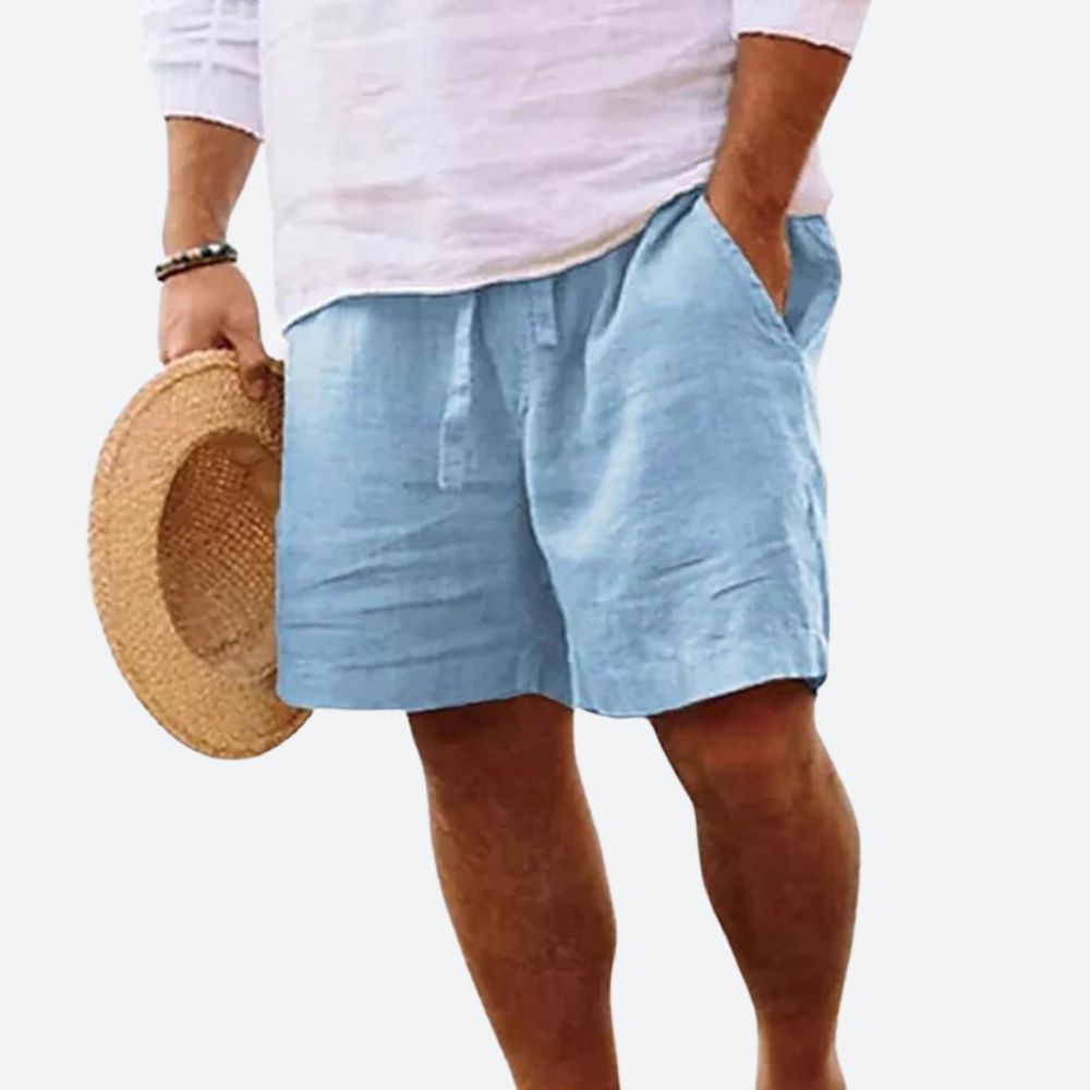 Shorts légers en lin pour hommes – shorts d'été avec cordon de serrage et poches