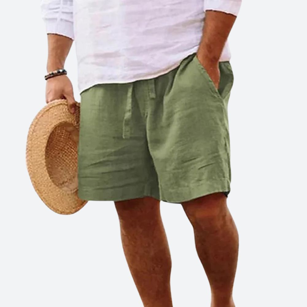 Shorts légers en lin pour hommes – shorts d'été avec cordon de serrage et poches