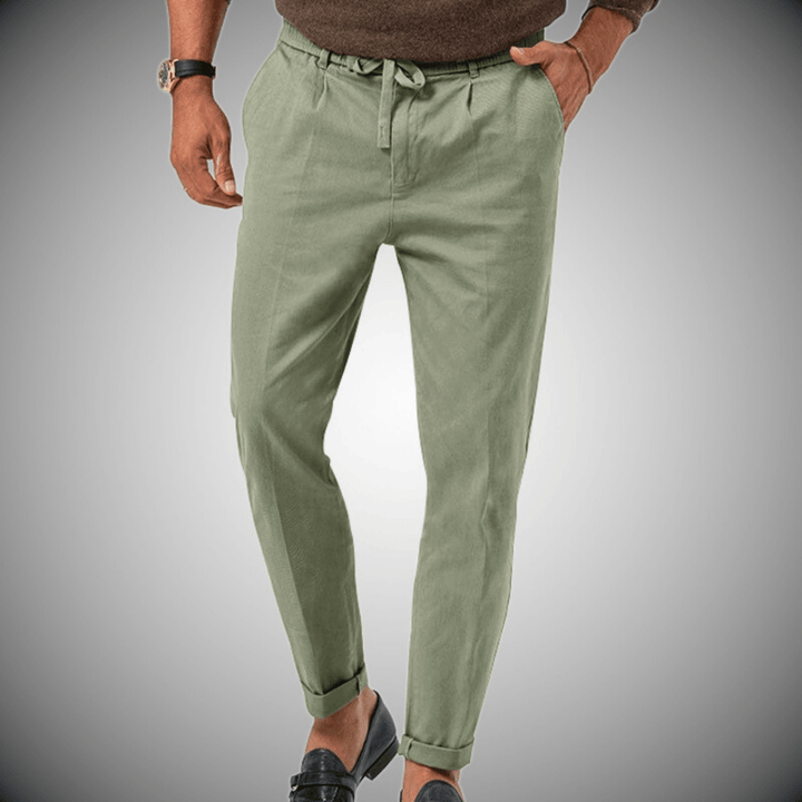 Herren Leinenhose – Luftige Sommerhose aus Leinen-Baumwoll-Mix mit geradem Schnitt und elastischem Bund