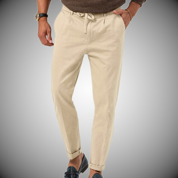 Pantalon en lin pour homme avec cordon de serrage – Léger & élégant pour le printemps & l'été