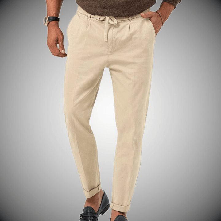 Herren Leinenhose – Luftige Sommerhose aus Leinen-Baumwoll-Mix mit geradem Schnitt und elastischem Bund