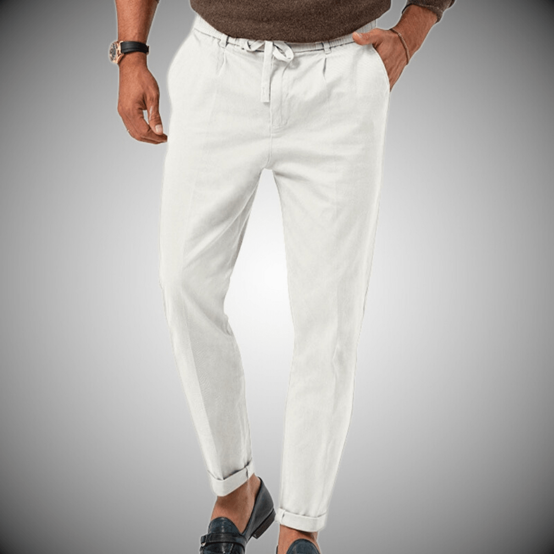 Herren Leinenhose – Luftige Sommerhose aus Leinen-Baumwoll-Mix mit geradem Schnitt und elastischem Bund