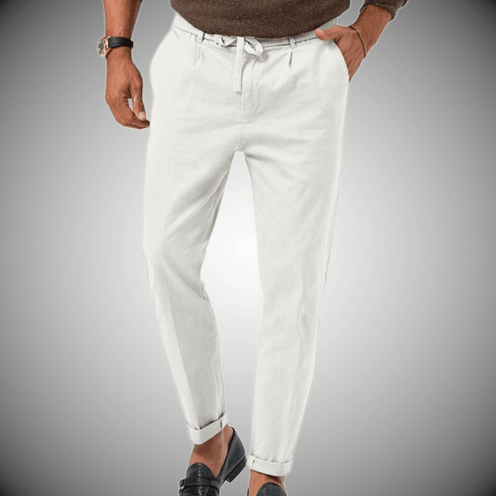 Herren Leinenhose – Luftige Sommerhose aus Leinen-Baumwoll-Mix mit geradem Schnitt und elastischem Bund