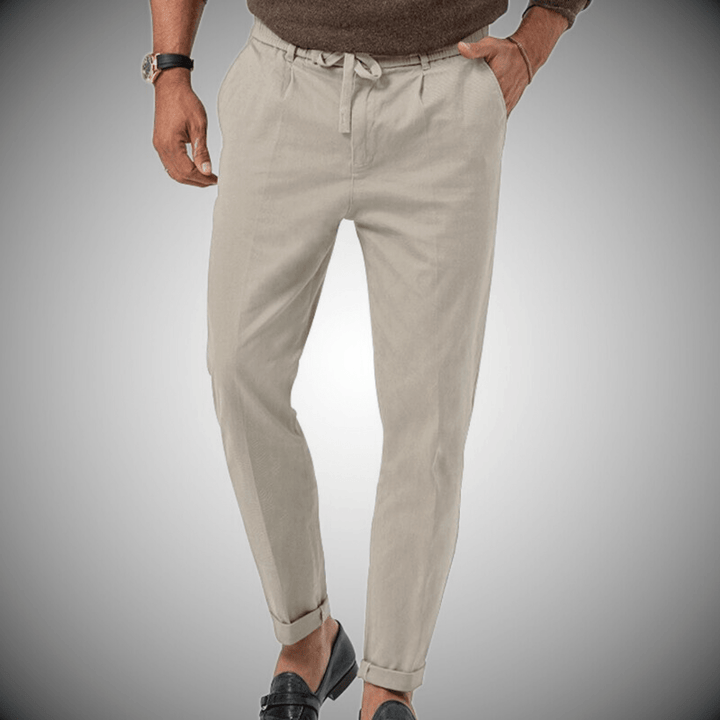 Herren Leinenhose – Luftige Sommerhose aus Leinen-Baumwoll-Mix mit geradem Schnitt und elastischem Bund