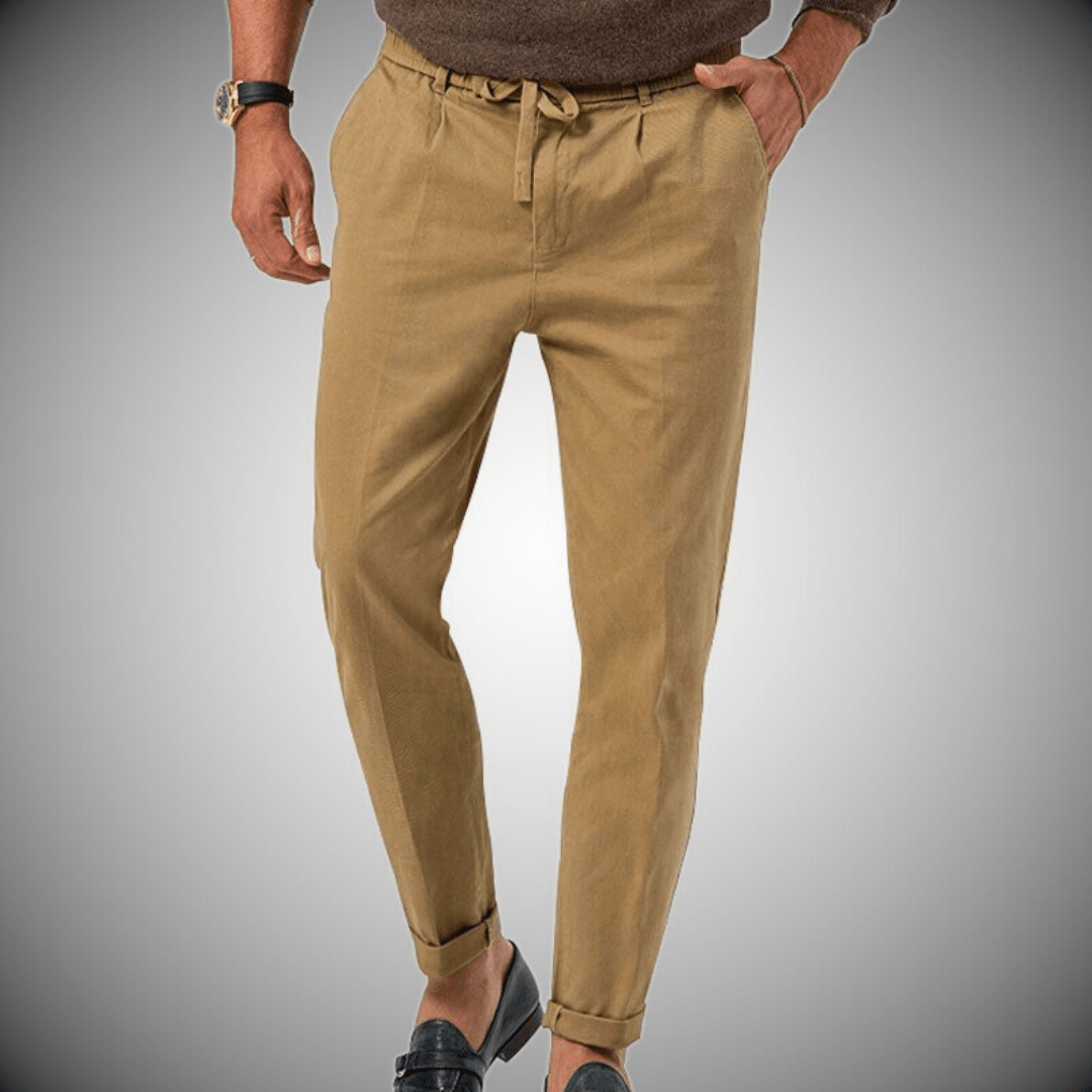 Herren Leinenhose – Luftige Sommerhose aus Leinen-Baumwoll-Mix mit geradem Schnitt und elastischem Bund