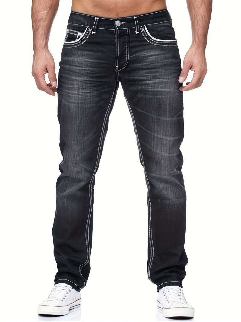 Slim Fit Herren Jeans mit Kontrastnähten – Modische Stretch Denim Hose für Freizeit & Streetstyle