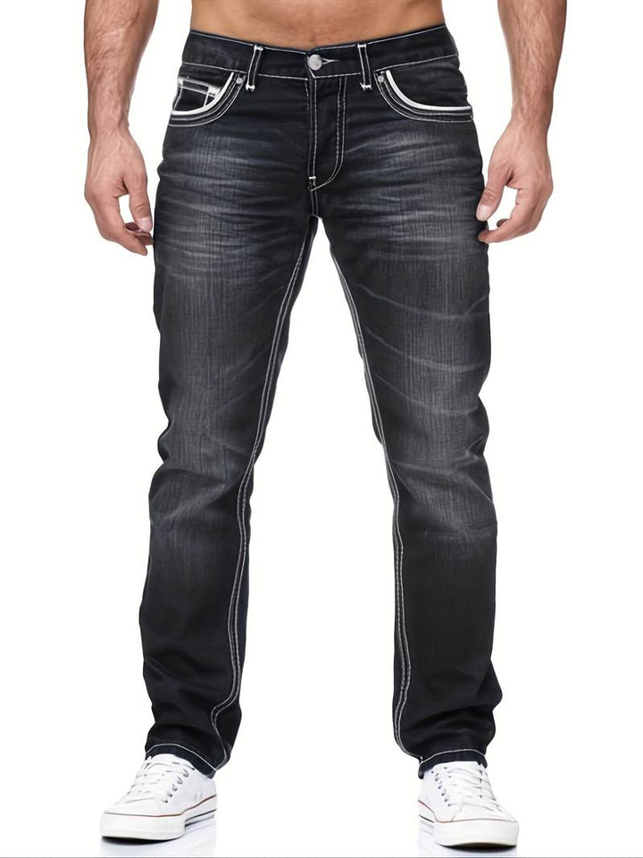 Slim Fit Herren Jeans mit Kontrastnähten – Modische Stretch Denim Hose für Freizeit & Streetstyle
