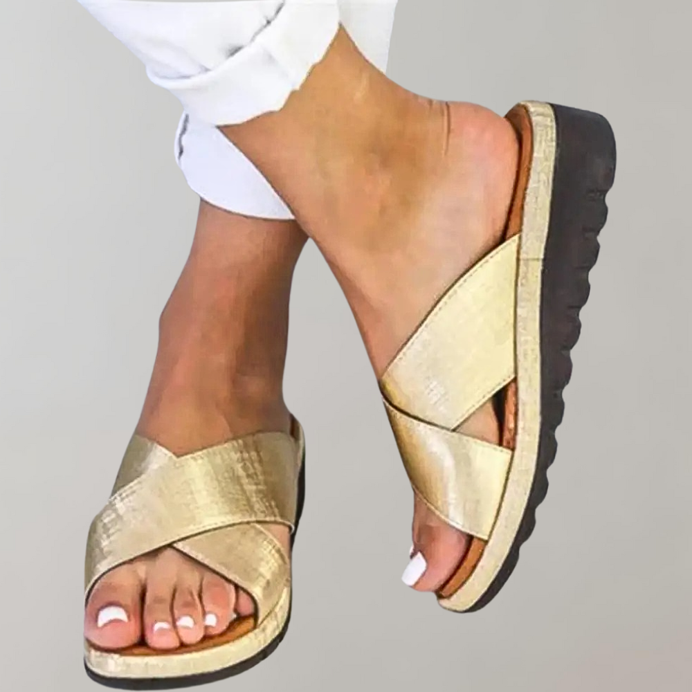 Sandales confort pour femmes – Mules noires à enfiler avec brides croisées