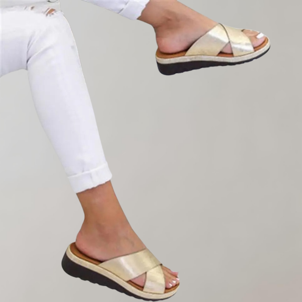 Sandales confort pour femmes – Mules noires à enfiler avec brides croisées