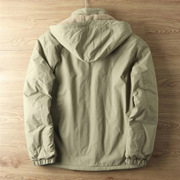 Herren Outdoorjacke mit Fleece-Innenfutter – Winddichte & Wasserabweisende Übergangsjacke mit Kapuze