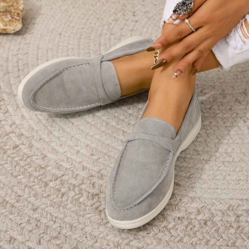 Mocassins confortables pour femmes en daim – chaussures basses slip-on avec semelle flexible